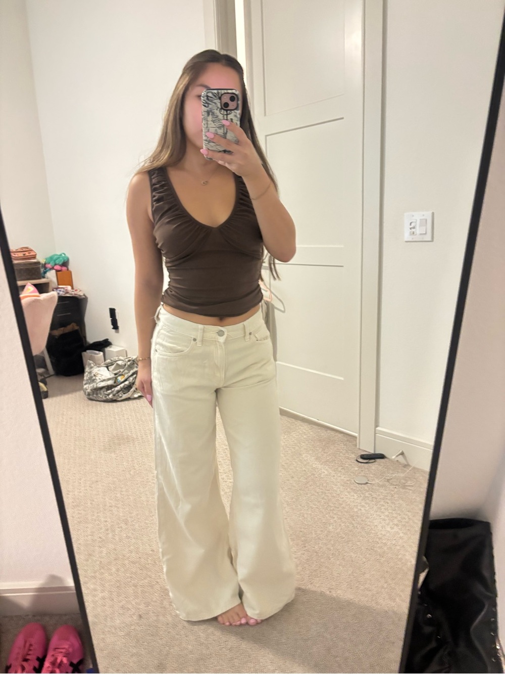 Uniqlo wide Leg Cream Women Jeans size 25